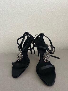 Giuseppe zanotti crystal charm wrap around heels